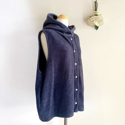 新作❤️春の寒暖差にちょうどいい❤️フードか可愛いメルトンベスト❤️ネイビーグレー❤️色変更可能❤️SML(2〜3Ｌ) 3枚目の画像