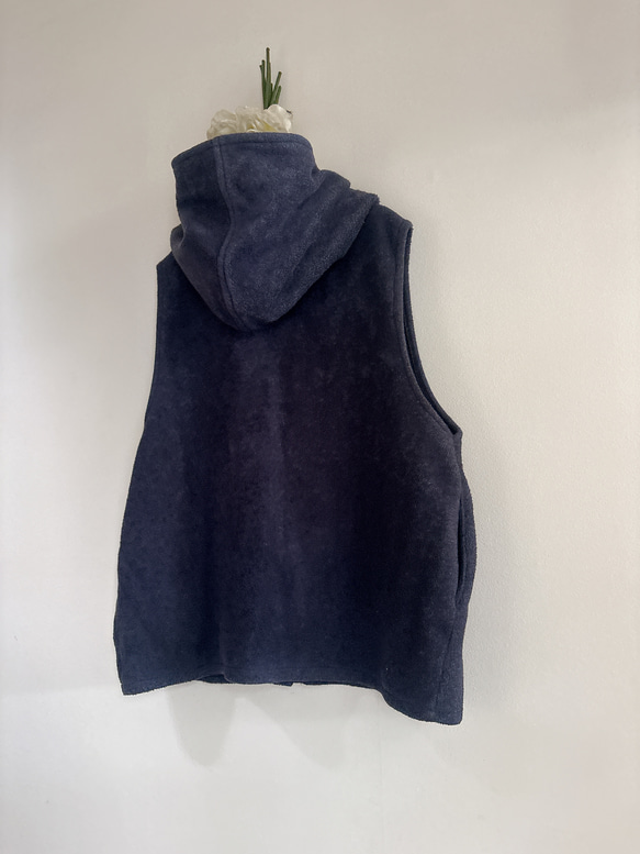 新作❤️春の寒暖差にちょうどいい❤️フードか可愛いメルトンベスト❤️ネイビーグレー❤️色変更可能❤️SML(2〜3Ｌ) 11枚目の画像