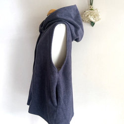 新作❤️春の寒暖差にちょうどいい❤️フードか可愛いメルトンベスト❤️ネイビーグレー❤️色変更可能❤️SML(2〜3Ｌ) 4枚目の画像