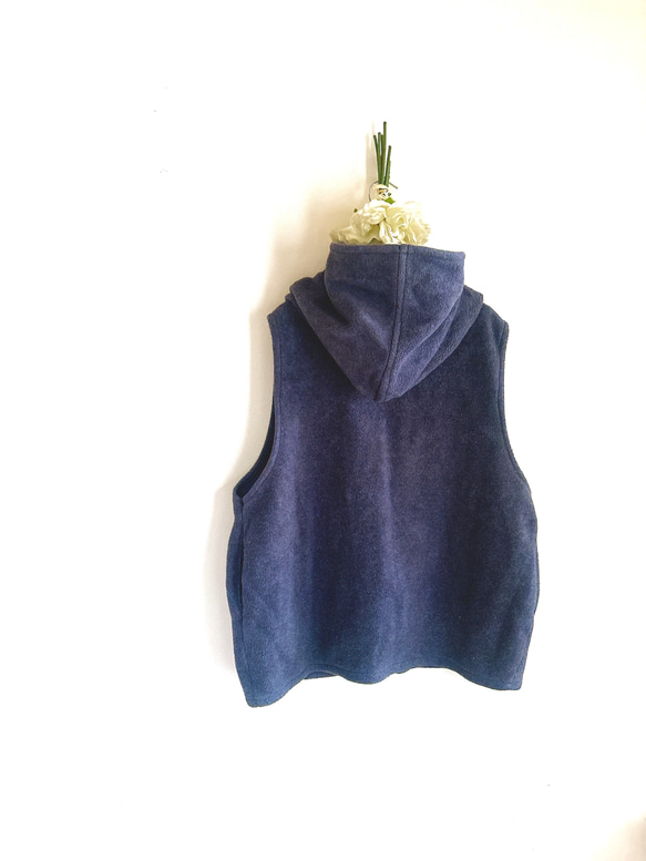 新作❤️春の寒暖差にちょうどいい❤️フードか可愛いメルトンベスト❤️ネイビーグレー❤️色変更可能❤️SML(2〜3Ｌ) 7枚目の画像