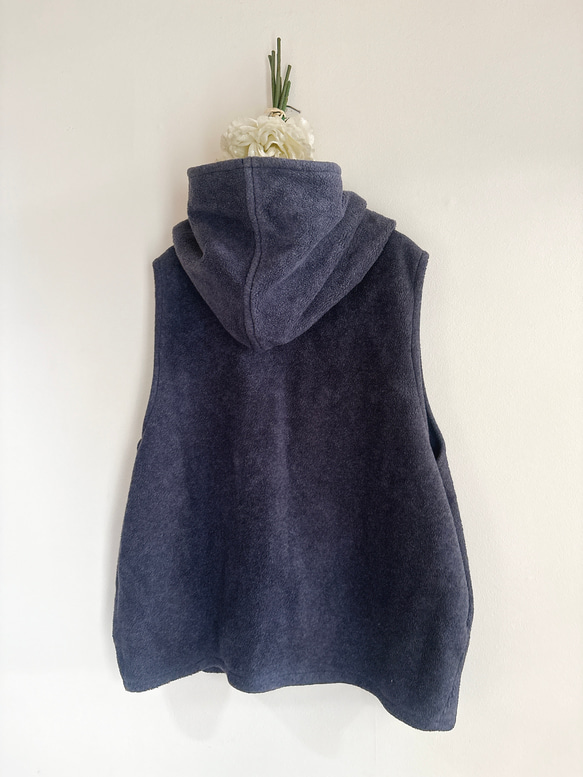 新作❤️春の寒暖差にちょうどいい❤️フードか可愛いメルトンベスト❤️ネイビーグレー❤️色変更可能❤️SML(2〜3Ｌ) 9枚目の画像