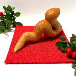 再販　干支飾り　雲と福巳　木彫りのお正月飾り　お正月ハンドメイド2025 2枚目の画像