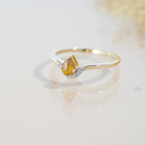 K10YG 『太陽の光のかけら』ペアシェイプローズカット 天然