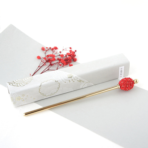 一本挿しかんざし 〔梅の花・オーバル〕 一本軸簪 2way つまみ