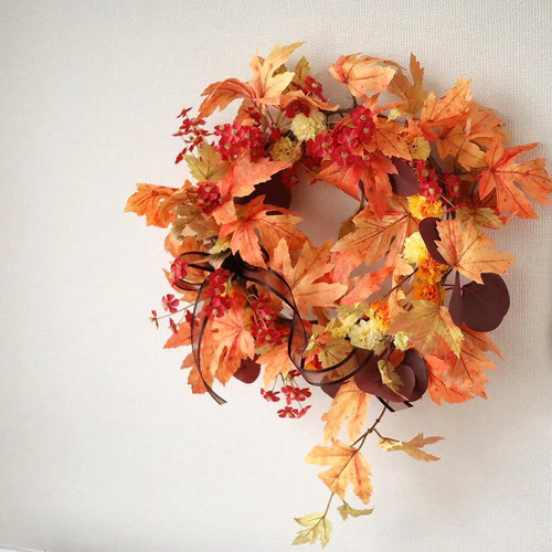 季節のリース 紅葉 もみじ インテリア 玄関 お祝 プレゼント 476