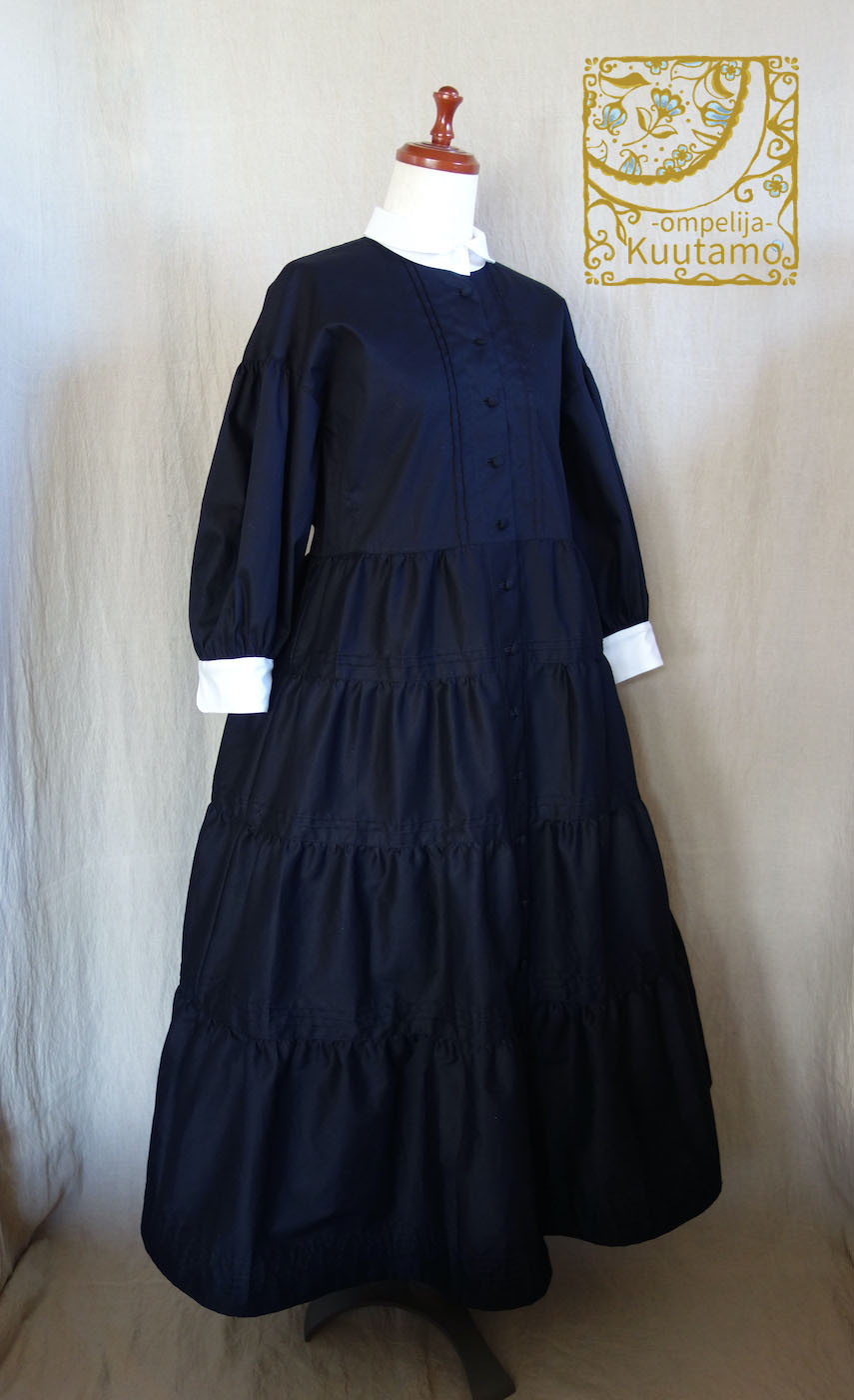 【即納品】喫茶室ワンピース＜綿ブロード・黒＞