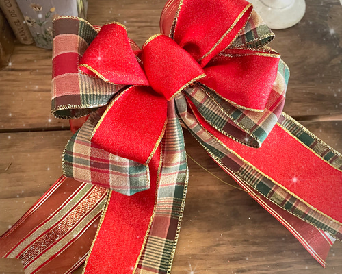クリスマススワッグ クリスマスリース リボン ハンドメイド