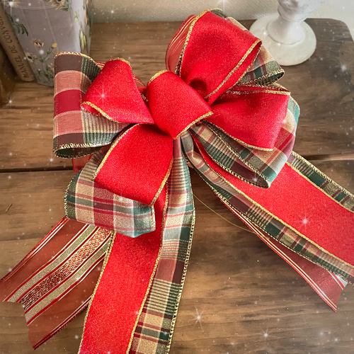 クリスマススワッグ クリスマスリース リボン ハンドメイド