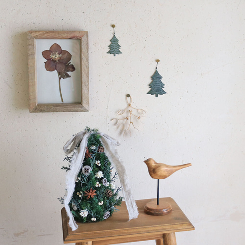 高さ約20cm】 クリスマスツリー ホワイト プリザーブドフラワー