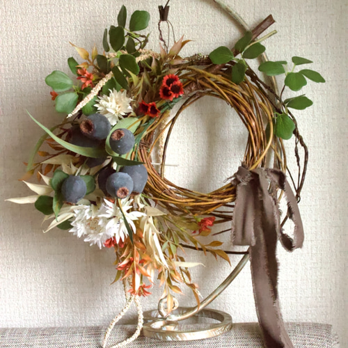 ◾️ユーカリ アレンジメント 造花 ◾️シャビー ナチュラルリース