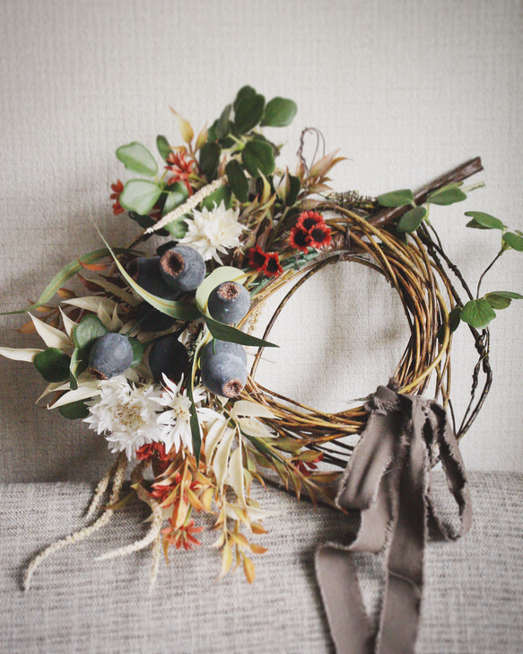 ◾️ユーカリ アレンジメント 造花 ◾️シャビー ナチュラルリース