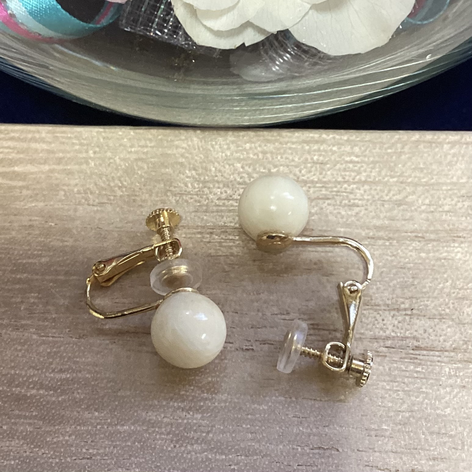 ☆本象牙丸玉イヤリング　※H-26