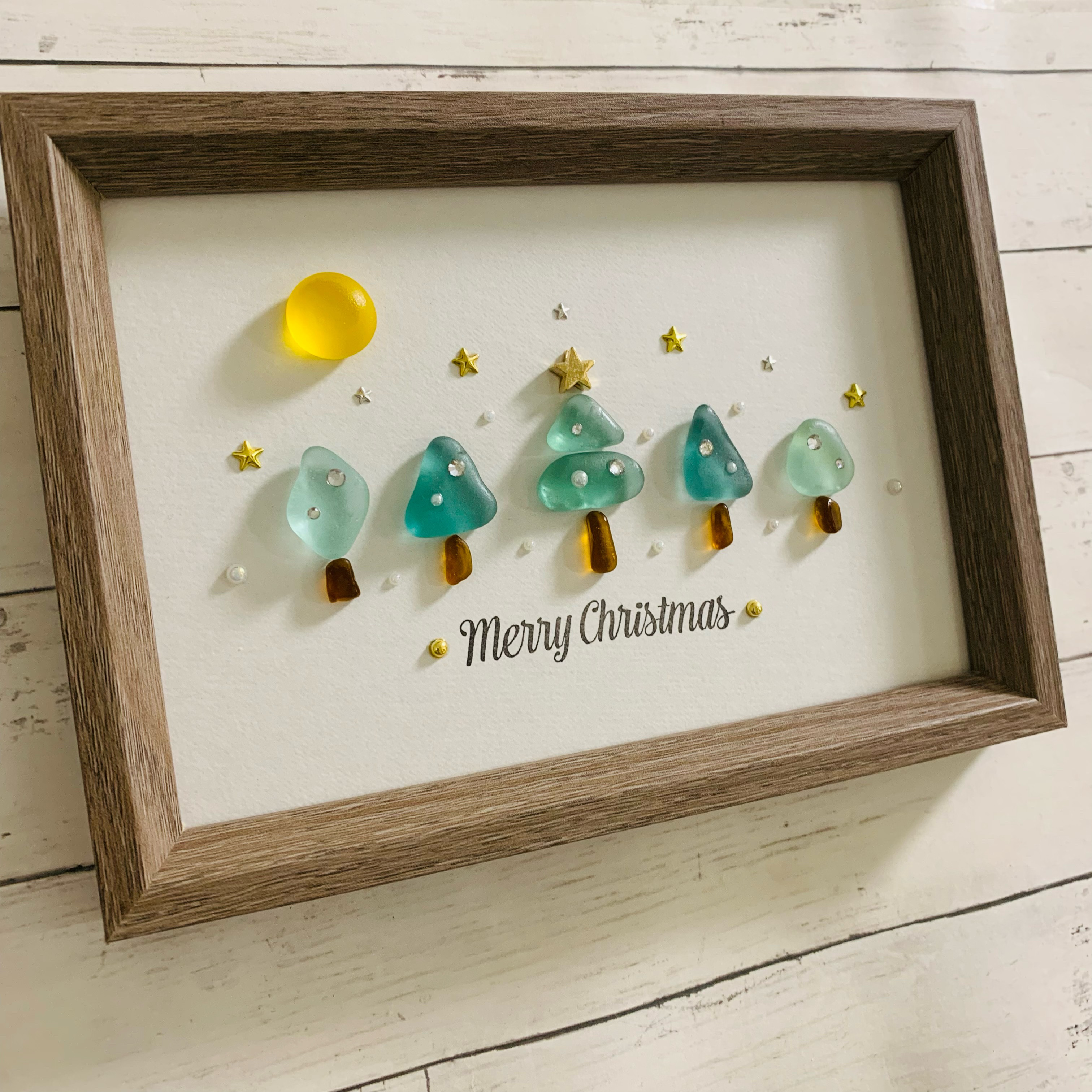 シーグラスアート 海の宝石 インテリア雑貨 壁掛け 置物 北欧