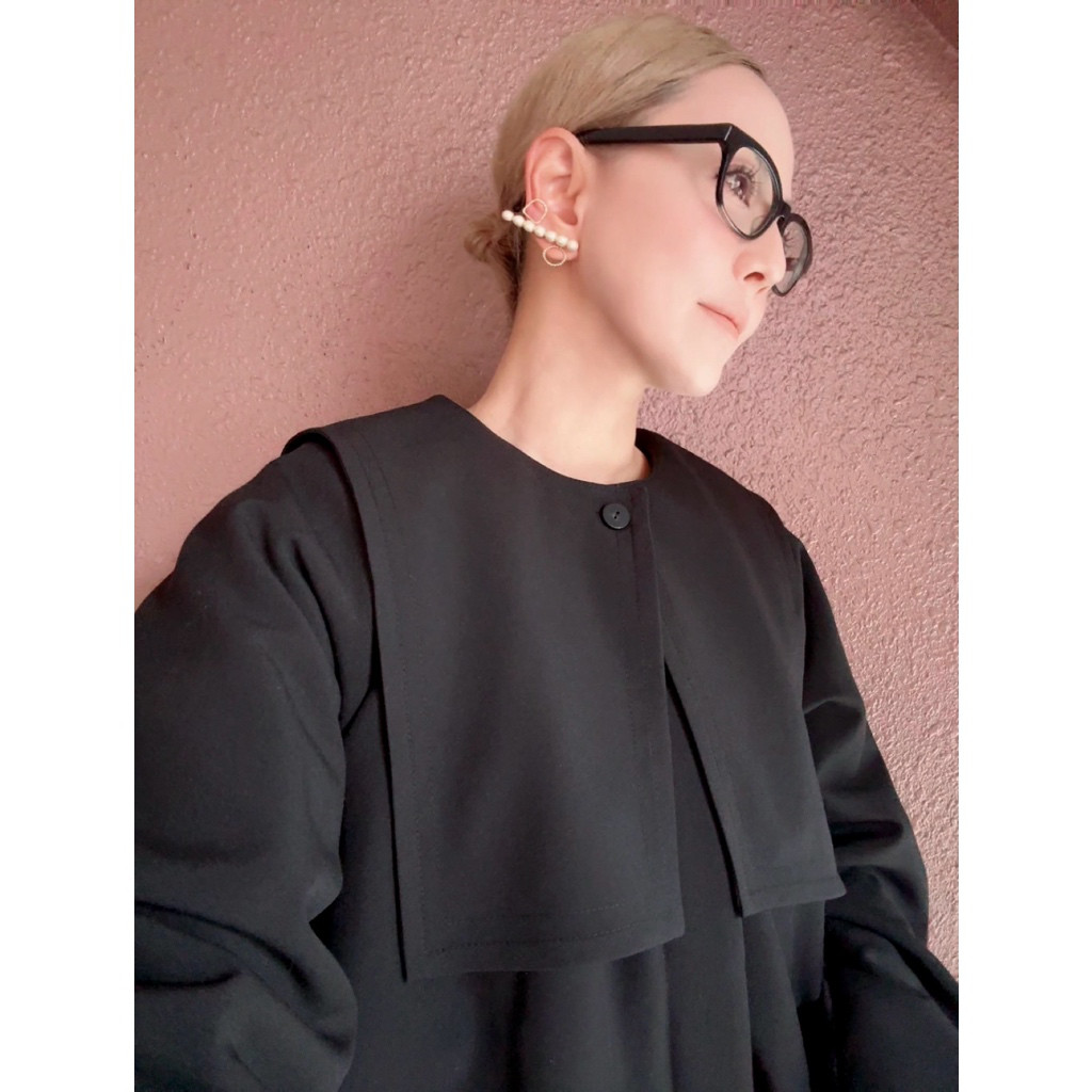 2way❣️自由に外せる付け襟❤️着膨れずスッキリ❣️あったか中綿アウター❤️大人モード❤️BLACK❤️軽量❤️秋冬