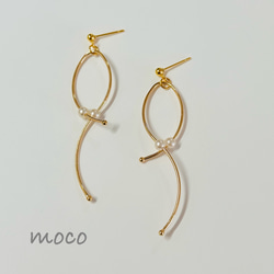 【送料無料】ひねりデザインパール ピアス イヤリング 1枚目の画像