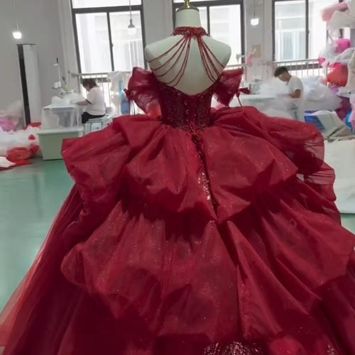 【ADEAM】フレア袖ドレス　赤 楽天市場】カラードレス 赤 プリンセスラインドレス ロングドレス 長袖