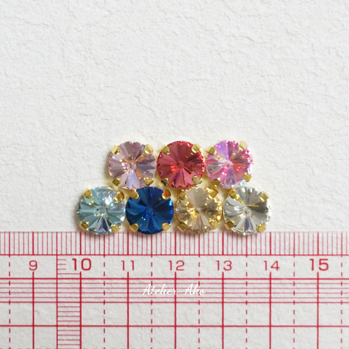 4pcs＊A級 10mm ラインストーン ビジュー シャンパン ゴールド