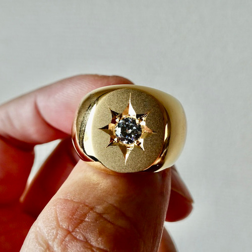 仁尾彫金『一つ星ジルコニア、k18、楕円の印台リング2 仁尾彫金『一つ星ジルコニア、k18、楕円の印台リング2