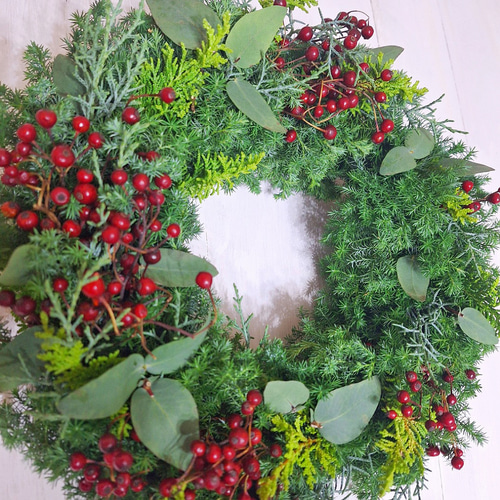 クリスマスリース ナチュラルリース フレッシュリース 保水リース 定番カラー 早割 ☆毎年飾れるクリスマスリース☆クリスマスリース ナチュラル