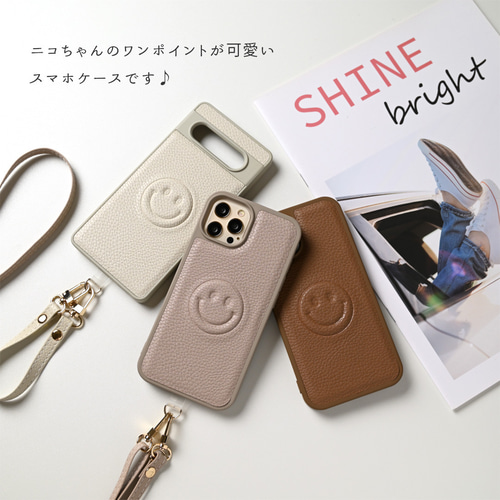 多機種対応 カラーリアケース 【 ニコちゃん 】 スマホケース