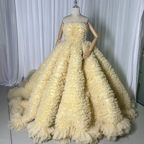 送料無料！豪華！ カラードレス ベアトップ フレアスカート プリンセス  