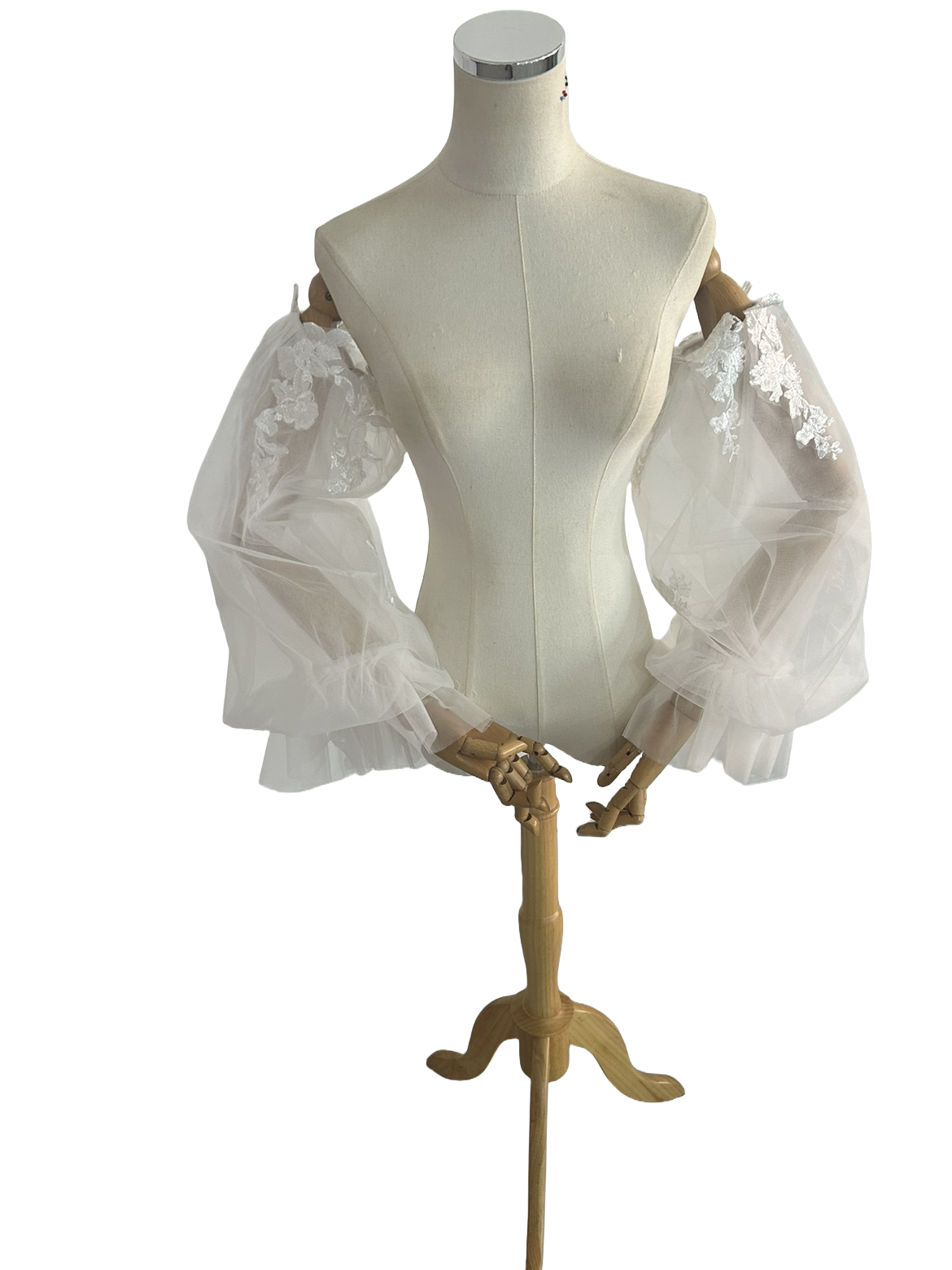 花嫁/ウェディングドレス パフスリーブ ストレッチ 咲き誇る透け花レース 花嫁/ウェディングドレス