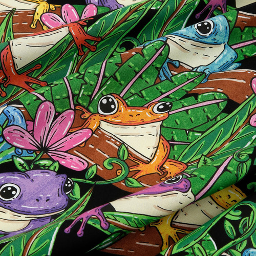 動物柄 カラフル カエル 生地 コットン100％シーチング Colorful Frog