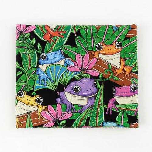 動物柄 カラフル カエル 生地 コットン100％シーチング Colorful Frog