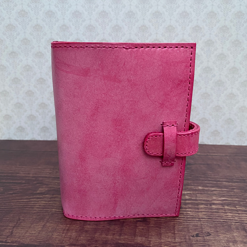 国産牛革『ロロマ』使用♪M6サイズ（6穴）システム手帳☆コーラル