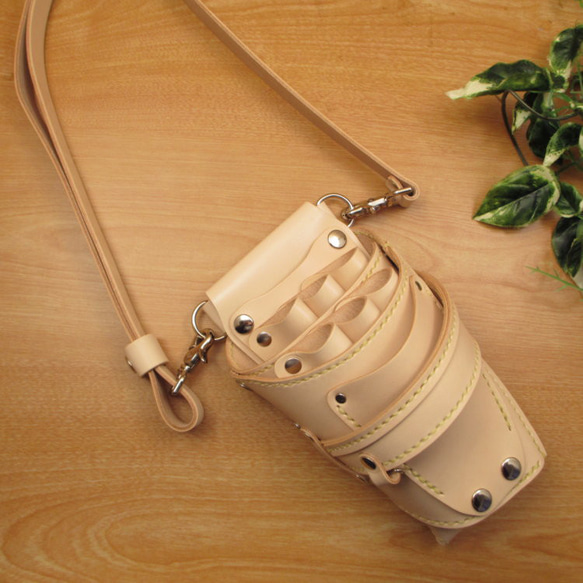 キャメル＆ピンク 6丁差し 本革 シザーケース SCA-100/CCB シザーケース本