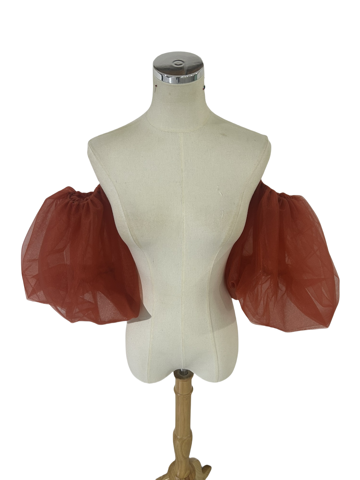 テラコッタ色 パフスリーブ ソフトチュール ストレッチ ブライダル 結婚式 前撮り 可愛い