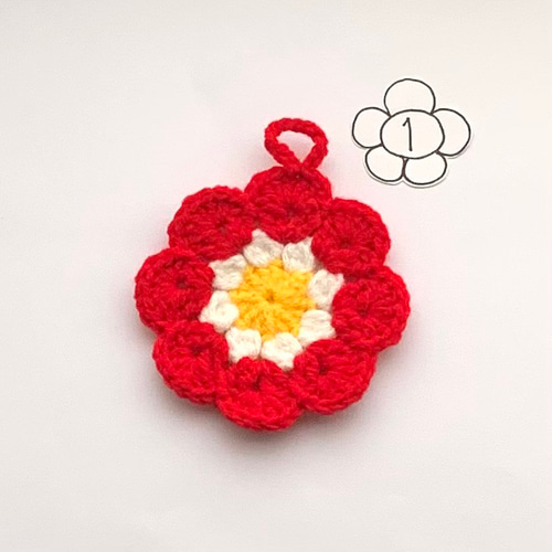 送料込み》カラーが選べる レトロポップなお花モチーフのエコたわし