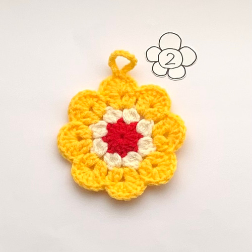 送料込み》カラーが選べる レトロポップなお花モチーフのエコたわし