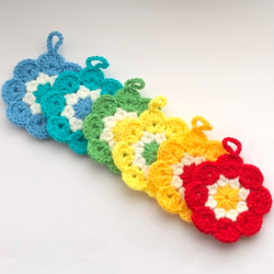 送料込み》北欧カラーのレトロなお花モチーフ エコたわし アクリル