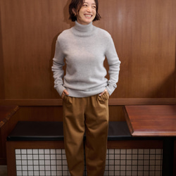 楽チンな履き心地が叶う　ボンディング生地パンツ　テーパードパンツ　キャメル色　241019-1 10枚目の画像