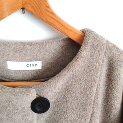 再販 × 38！ メルトンフリースのカーディ  温かくて軽くて洗える冬のはおり  杢ベージュ 14枚目の画像