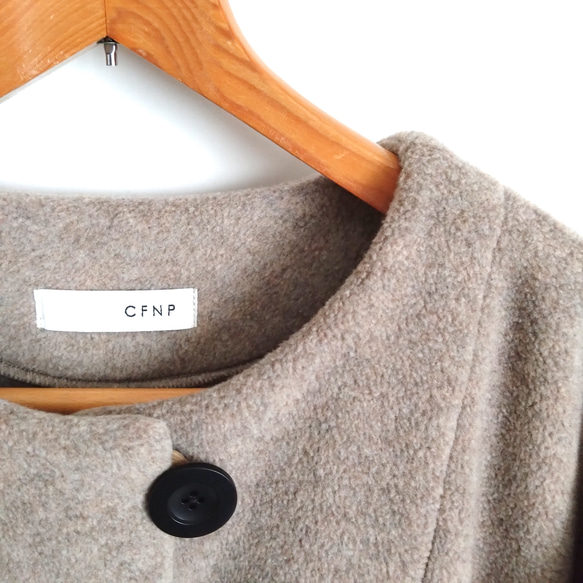 再販 × 38！ メルトンフリースのカーディ  温かくて軽くて洗える冬のはおり  杢ベージュ 14枚目の画像