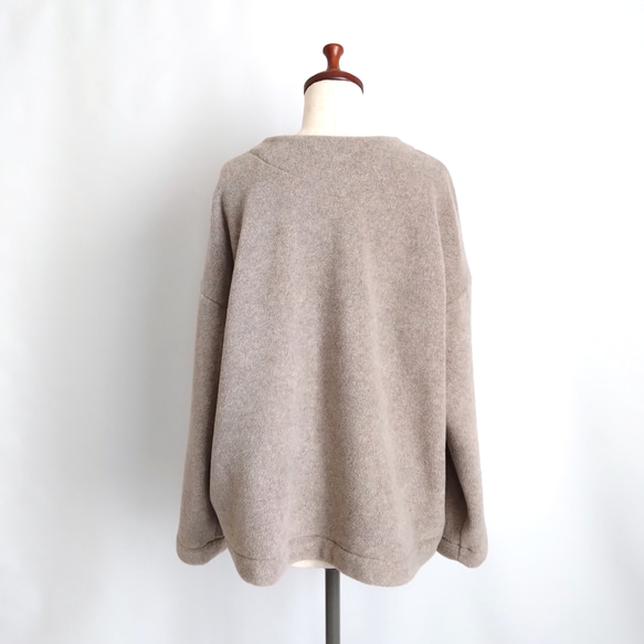 再販 × 38！ メルトンフリースのカーディ  温かくて軽くて洗える冬のはおり  杢ベージュ 10枚目の画像