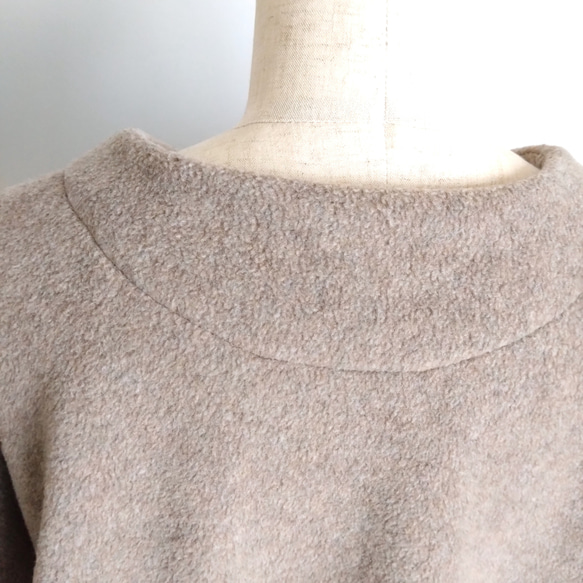 再販 × 38！ メルトンフリースのカーディ  温かくて軽くて洗える冬のはおり  杢ベージュ 13枚目の画像