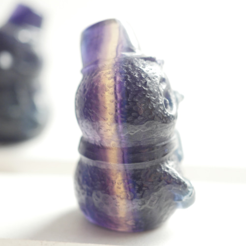 フローライト（蛍石）41mm 1個 愛らしい 雪だるま 手彫り彫刻 天然石