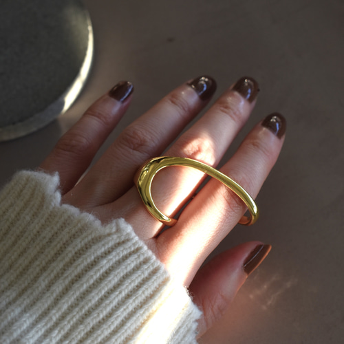 新色ゴールド追加！【限定販売】3WAY ウェーブライン 二本指リング