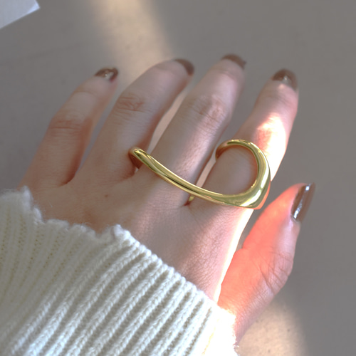 新色ゴールド追加！【限定販売】3WAY ウェーブライン 二本指リング