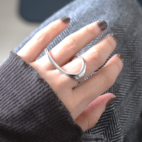 新色ゴールド追加！【限定販売】3WAY ウェーブライン 二本指リング