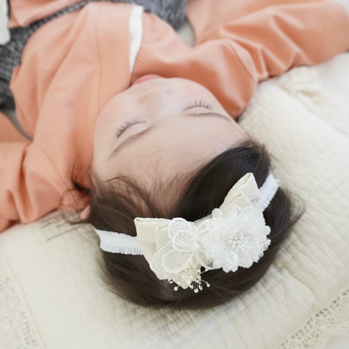 4リボンとバンドカラーが選べる/ 淡色 ベビー袴 ヘアバンド ヘアバンド
