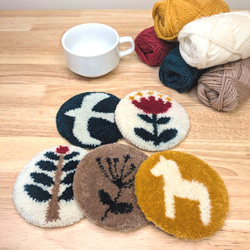 再販】パンチニードル コースター 北欧風 5枚セット コースター