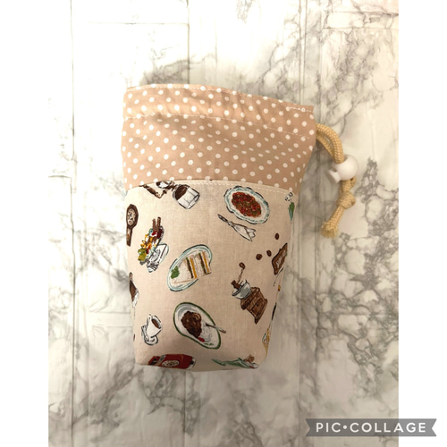 保温保冷ペットボトルカバー・レトロな喫茶店・mini 弁当袋