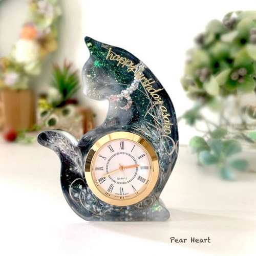 キラキラ黒猫ちゃん置時計 【お祝い・プレゼントに最適】 掛け時計