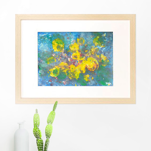抽象画 【水中花】 原画 絵画 アート アクリル画 インテリア