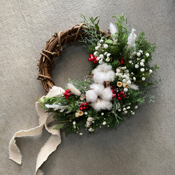 7.クリスマスハーフリース 冬支度ハンドメイド2022 ナチュラルクリスマス ハーフリース リース