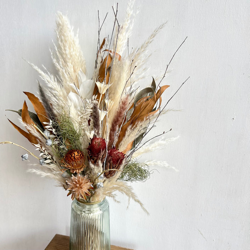 ドライフラワーブーケとフラワーベースセット /パンパスグラス
